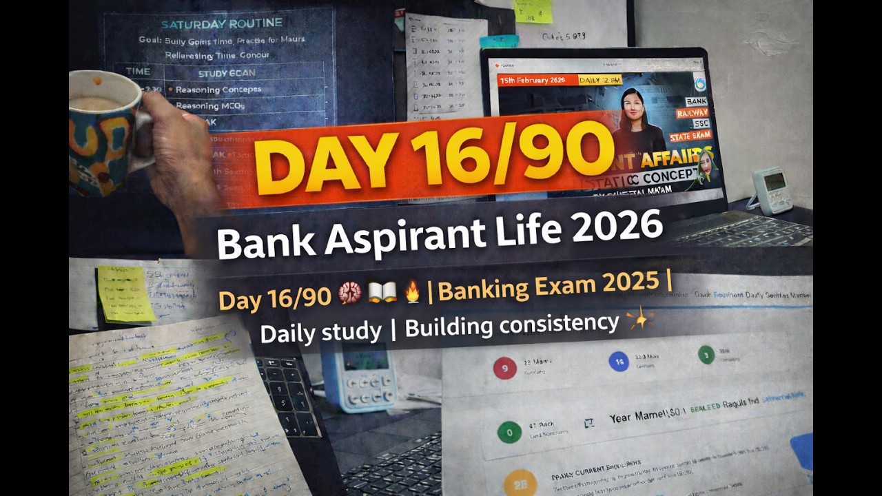 Day 16/90 🧠📚✍️ | Banking Exam 2026 | Daily routine | focused, calm, determined 🤍