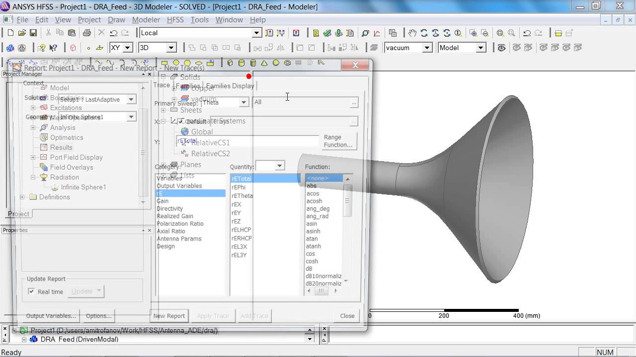 CADFEM Tutorial No.22 – How to determine the phase centre of a horn antenna using ANSYS® HFSS™