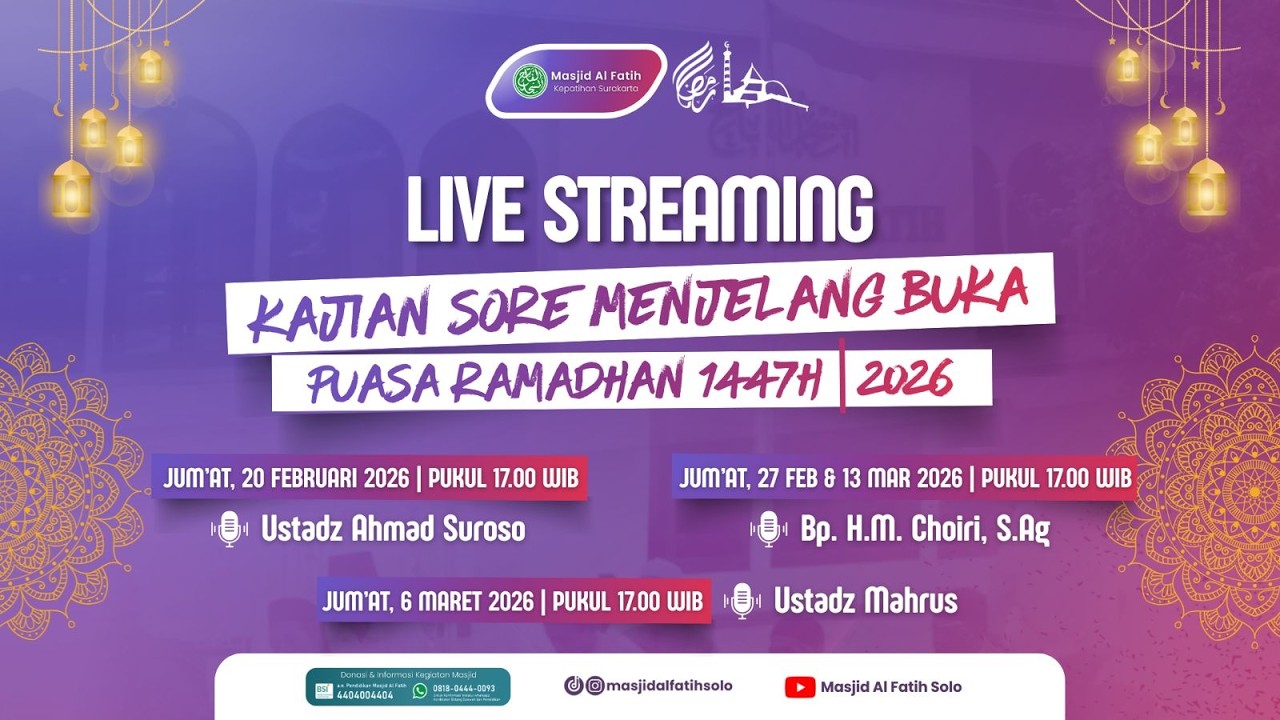 LIVE KAJIAN SORE MENJELANG BUKA PUASA | Jum’at, 20 Februari 2026