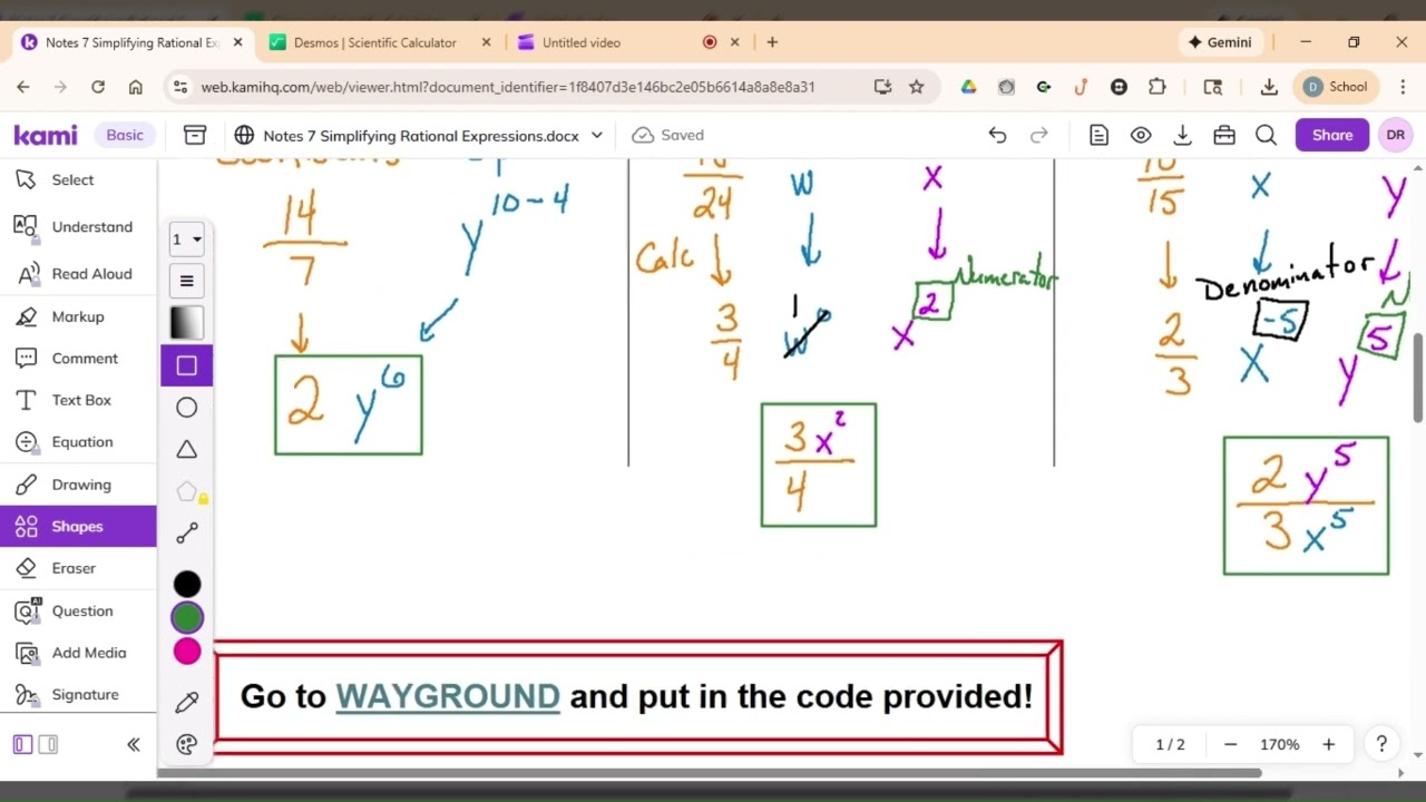 Notes Simplifying Rational Expressions