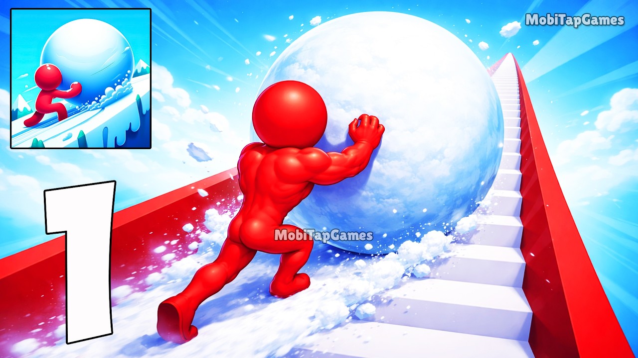 Snow Race 3D Ice Bridge Run Gameplay – Build Big Snowball & Beat Rivals (iOS, Android)