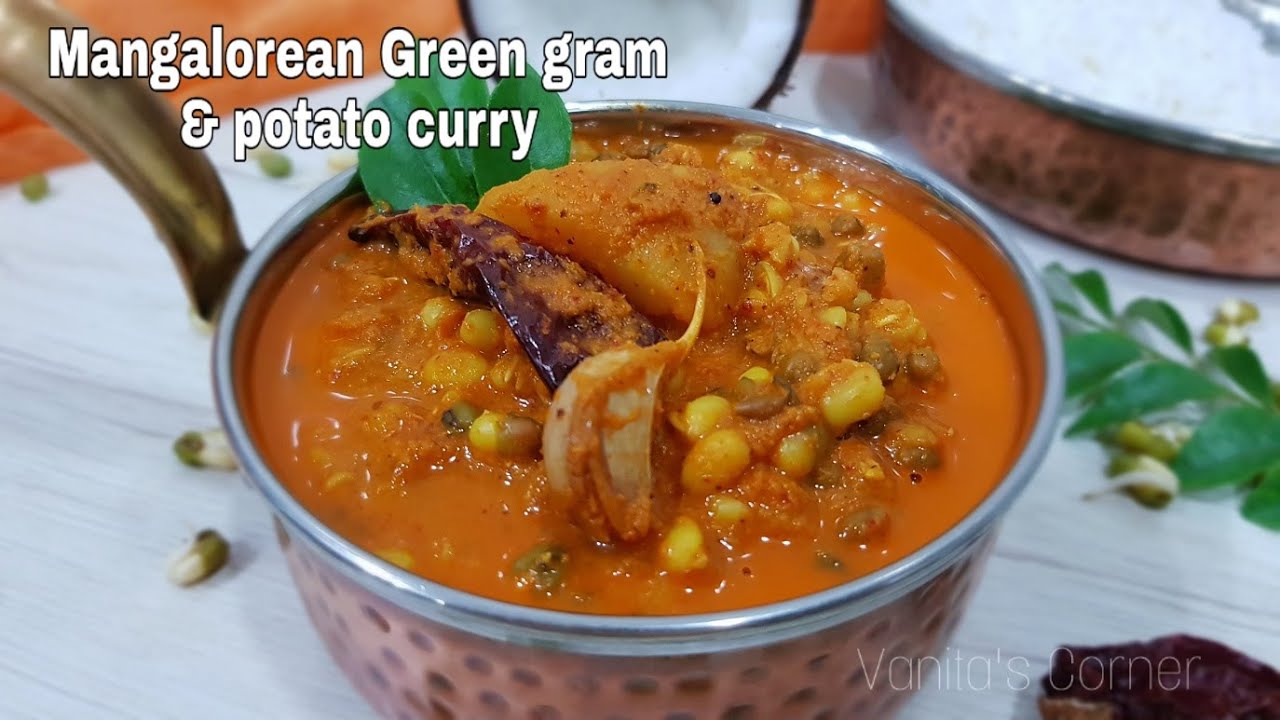 Mangalorean Sprouted Moong & Potato Curry | Padengi Batata gassi | Vanita's Corner
