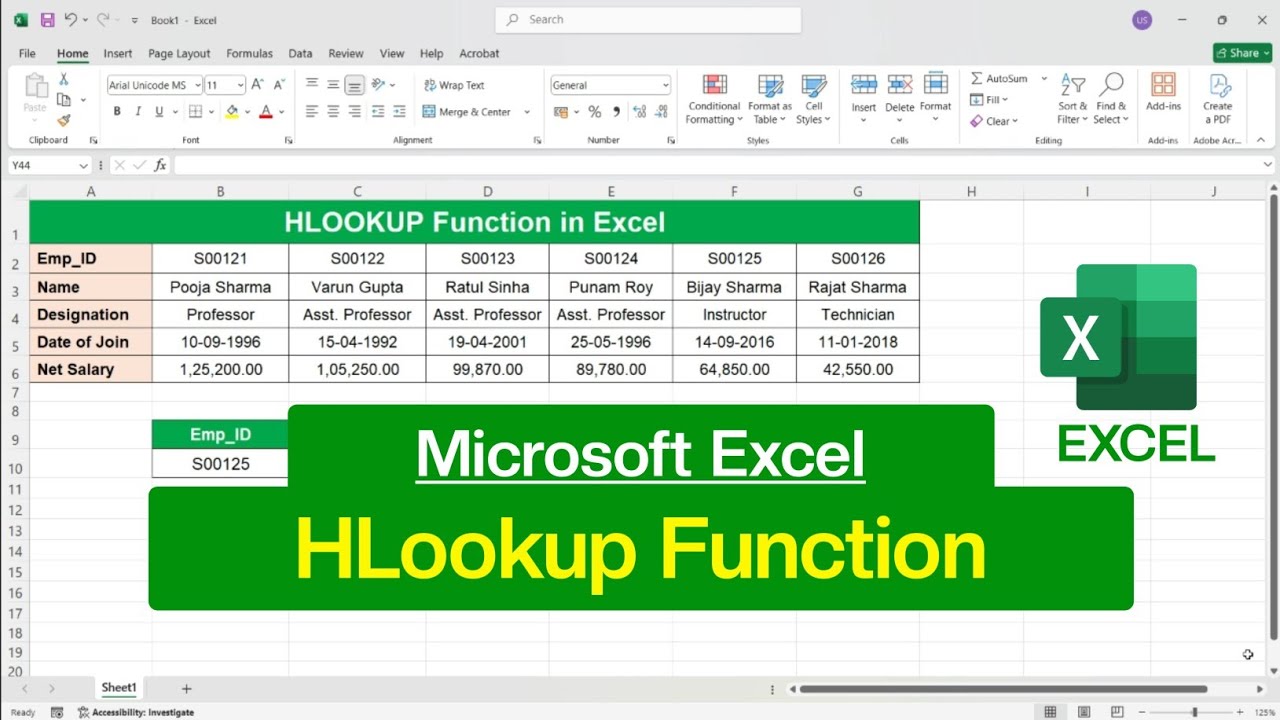 How to use HLookup Function in Microsoft Excel | HLookup Formula in Excel