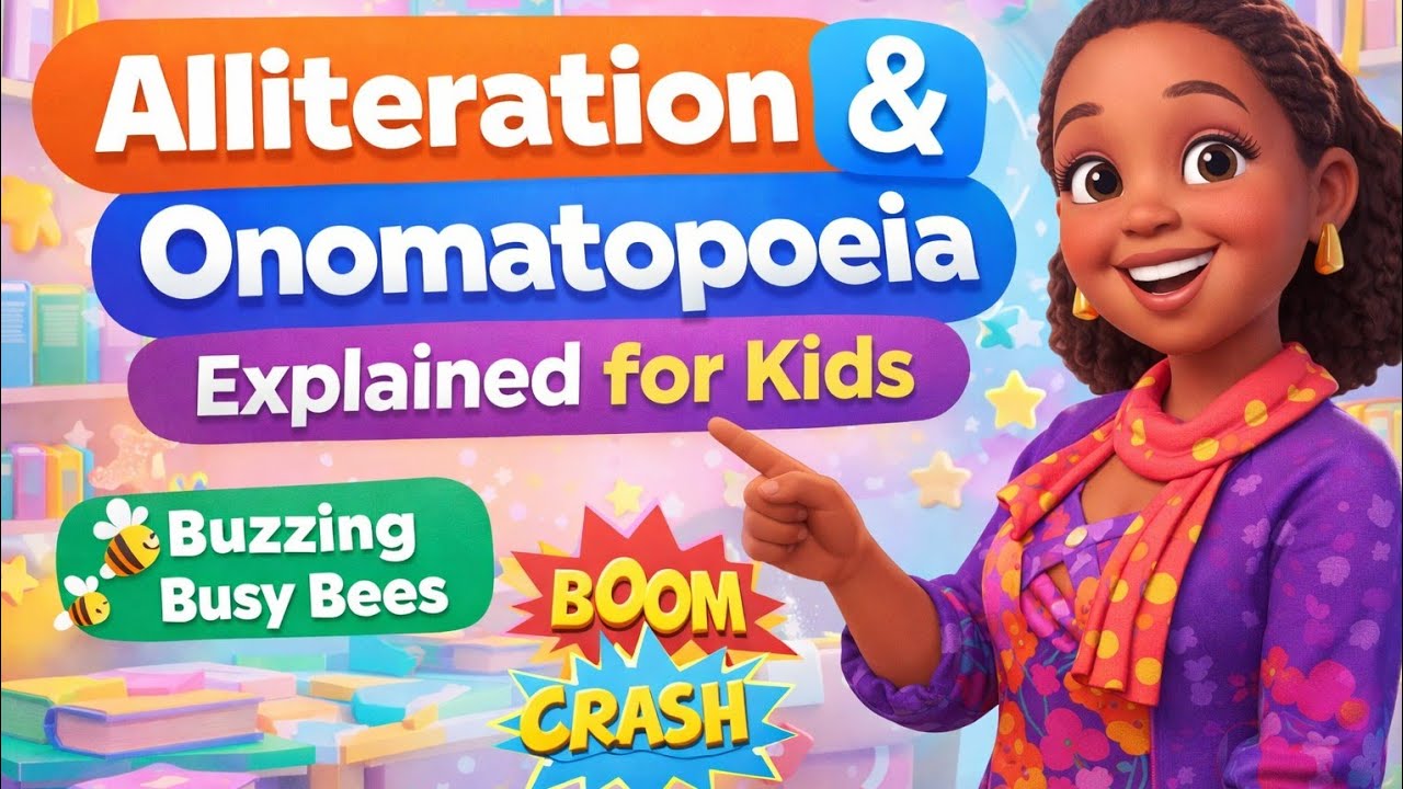Alliteration and Onomatopoeia Explained for Kids | Figures of Speech Made Easy