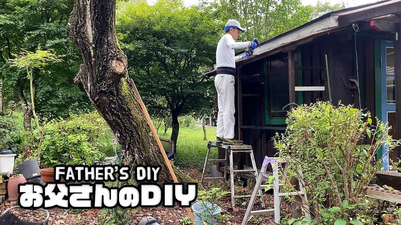 【ルンルンの裏庭】一番古い小屋の棚をリフォームしました【お父さんのDIY】
