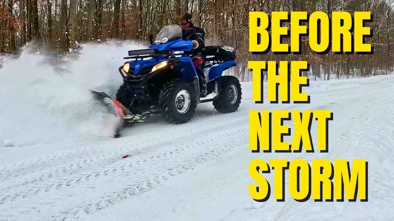 Urgent Snow Cleanup: ATV Plowing Driveway Before the Next Storm ❄️