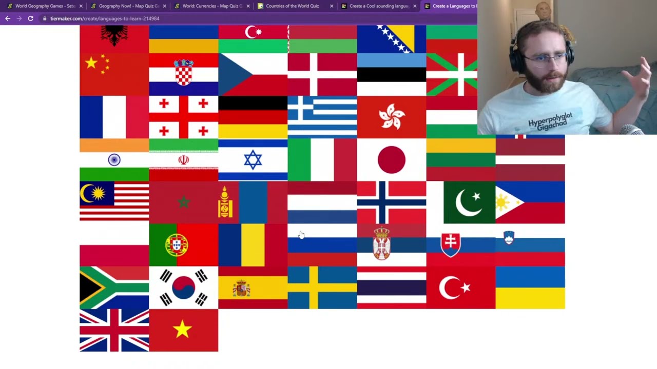 Language Tier Lists and Geography Games