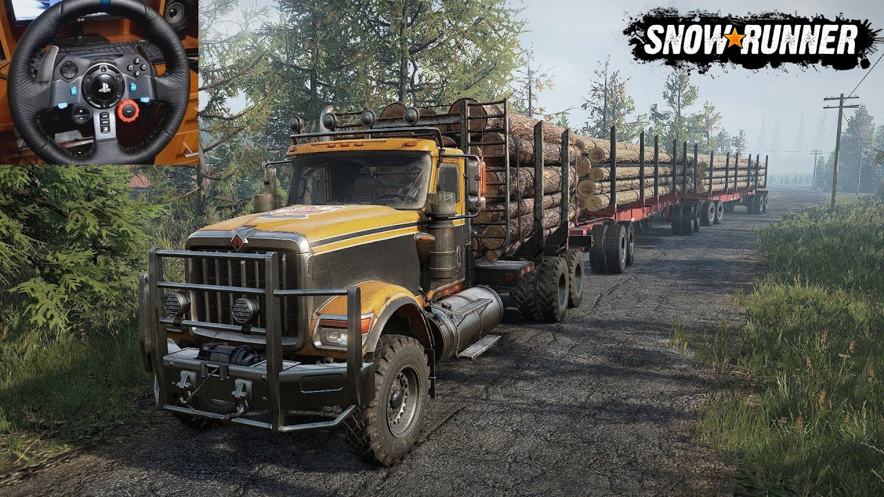 Can the International HX 520 Pull Two Long Log Trailers? | SnowRunner | Logitech G29