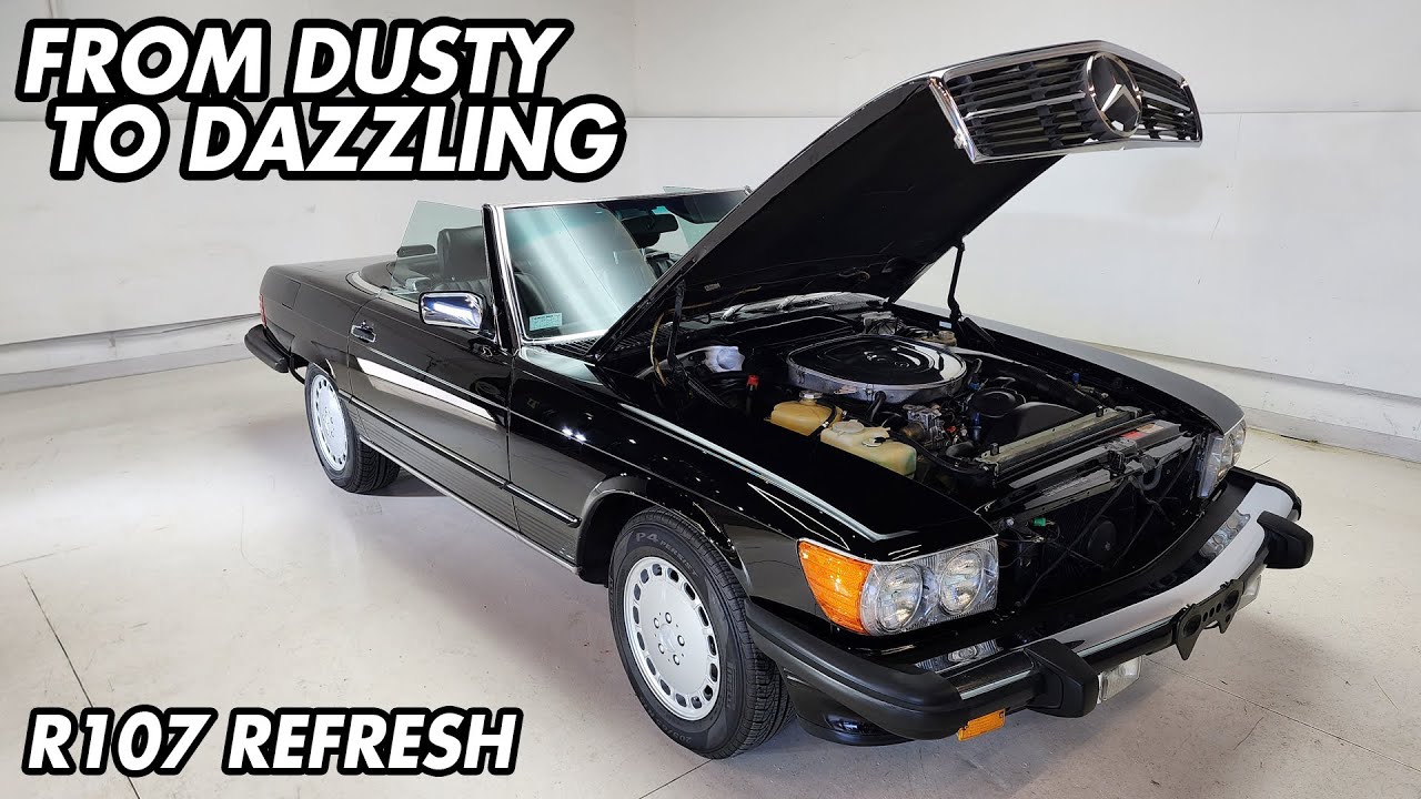 R107 Black Beauty Mercedes 560SL Dry Ice Cleaning, Paint Correction, Ceramic Coating