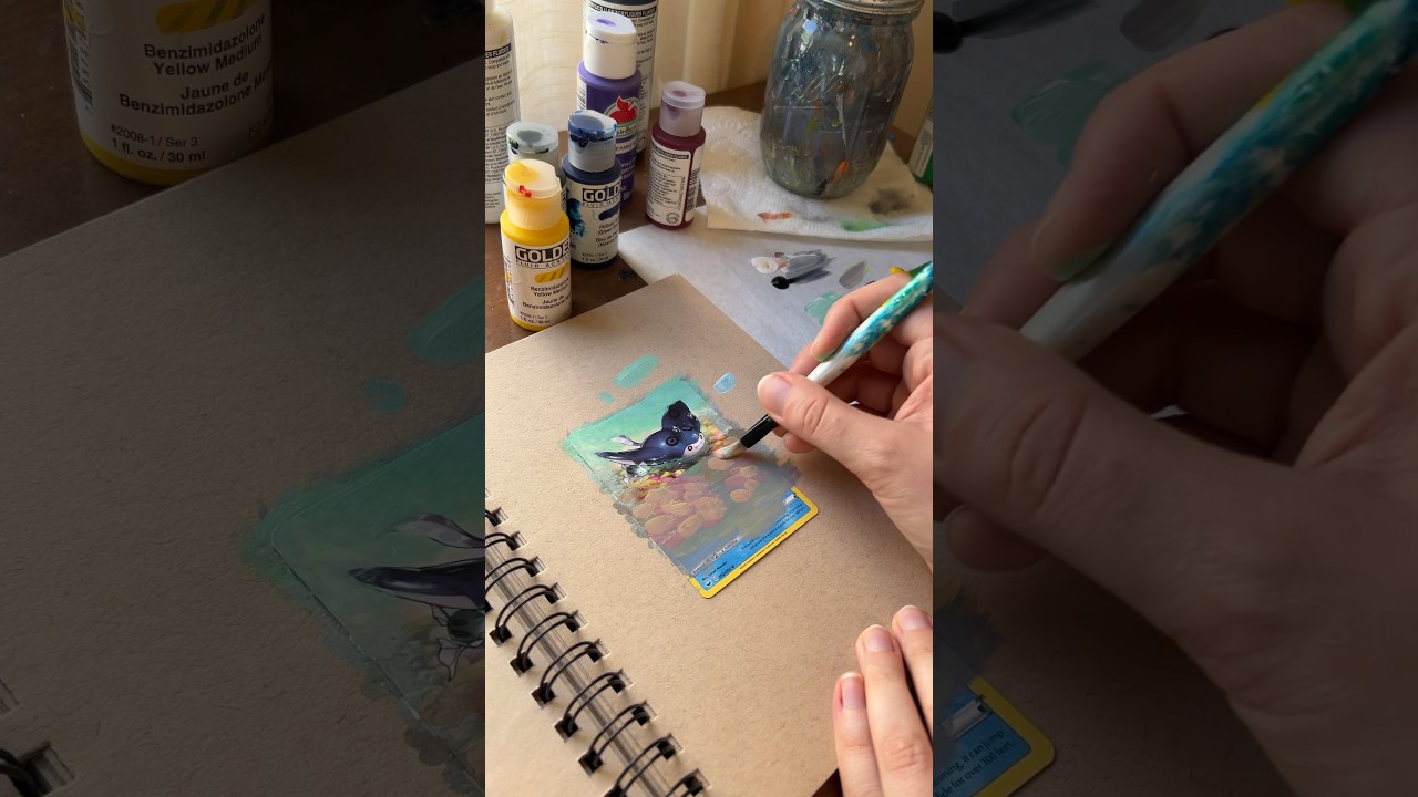 Mantine! Painted Pok&eacute;mon Card #shorts #tradingcards