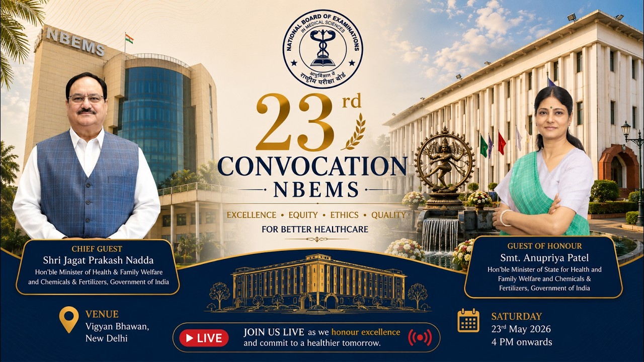 Live: 23rd Convocation of the National Board of Examinations in Medical Sciences, New Delhi