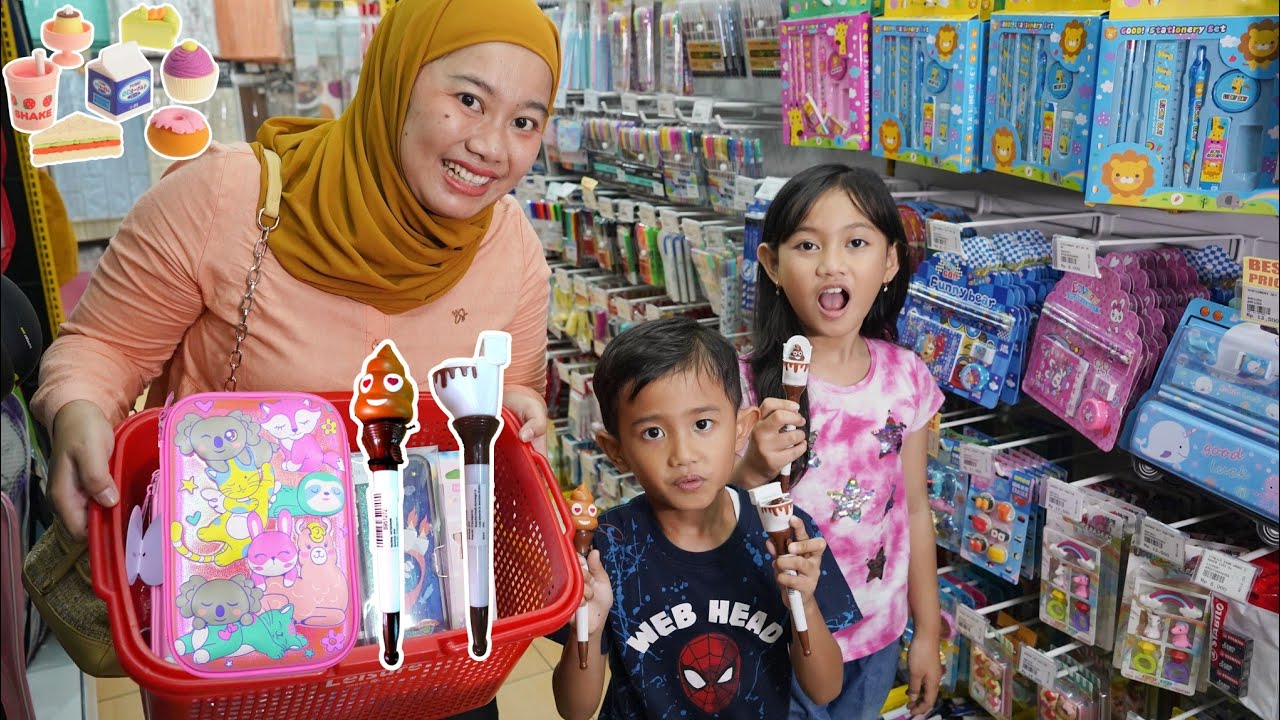 BELI PERLENGKAPAN SEKOLAH SERBA UNIK 😍 Ada Pulpen bentuk ee dan toilet | Salsa and family