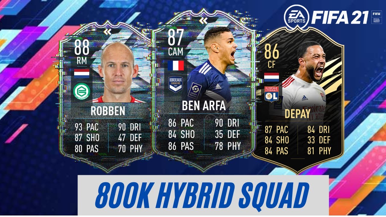 INSANE 800K HYBRID WITH FLASHBACK ROBBEN AND BEN ARFA FIFA 21 SQUAD BUILDER