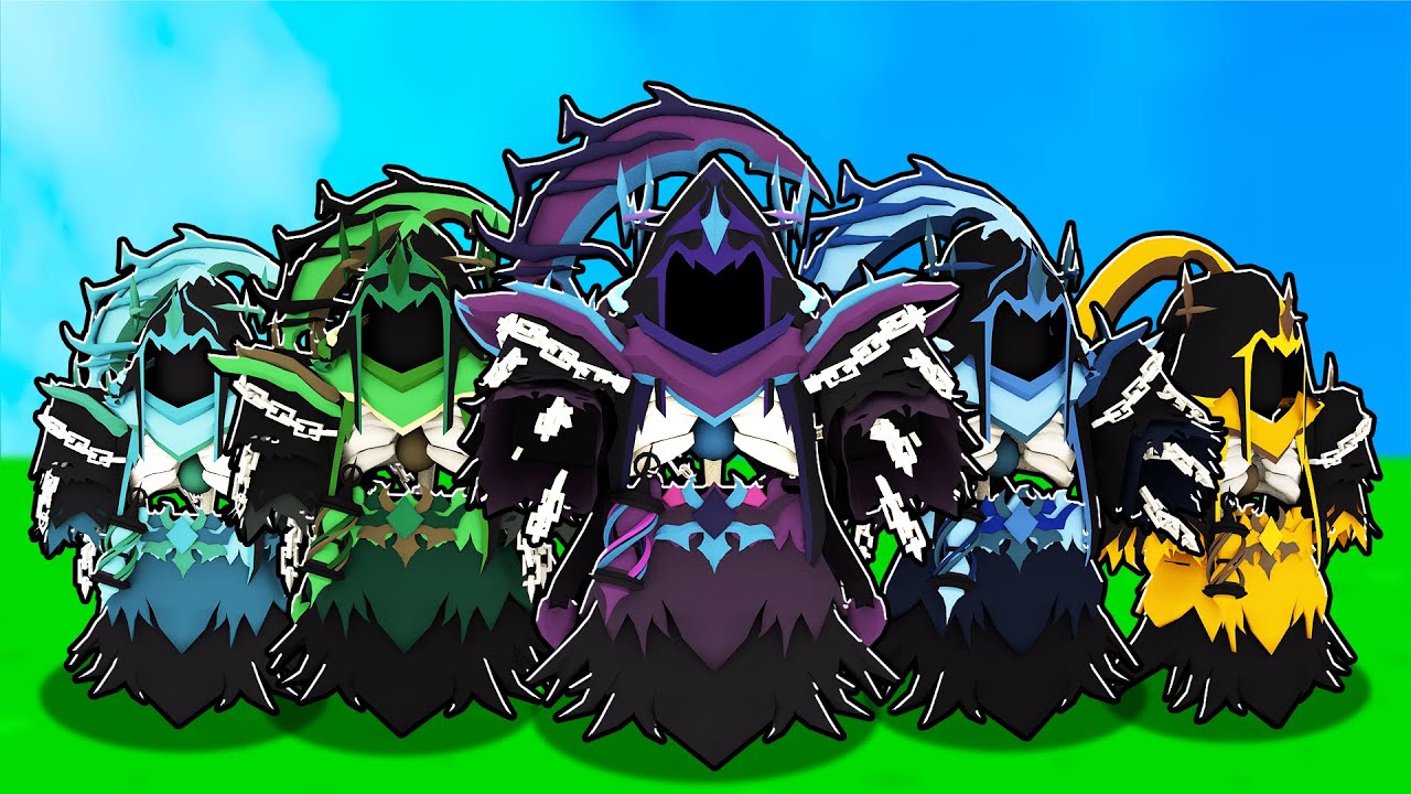 Using every new GRIM REAPER SKIN in Roblox Bedwars..