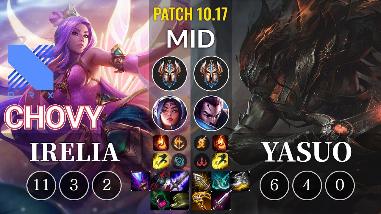 DRX Chovy Irelia vs Yasuo Mid - KR Patch 10.17