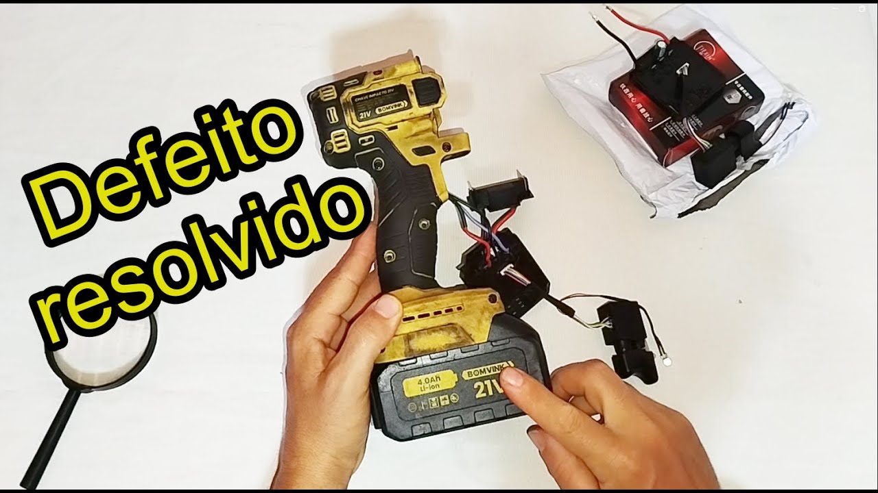 Problema, defeito em parafusadeira de impacto, chave pneumática elétrica sem escova, brushless.