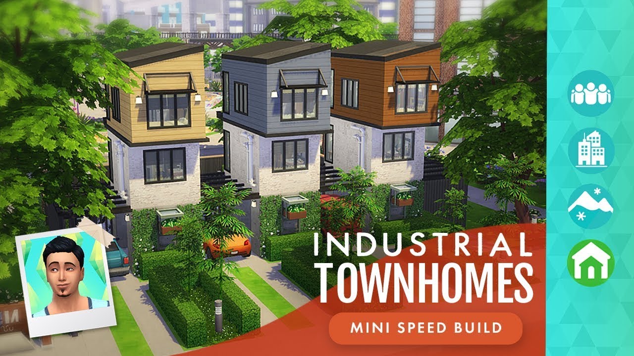 TINY HOME Industrial Townhouses! Sims 4 Speed Build (No CC or Mods)