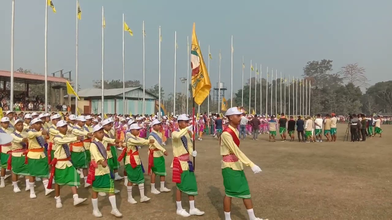 58th Annual convention All Bodo Students Union at Tangla Flags Hosting and Marchpast participants.