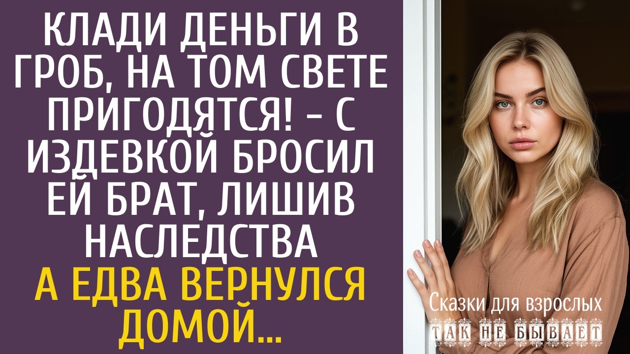 Клади деньги в гроб, на том свете пригодятся! - с издевкой бросил ей брат, лишив наследства…