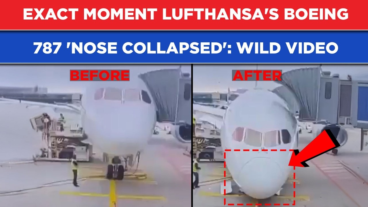 Lufthansa's BOEING 787 Nose Landing Gear COLLAPSES: Exact Moment On Cam| Shocking Germany Video