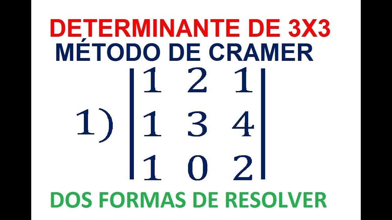 1) Determinante de 3x3. MÉTODO DE CRAMER (Dos Formas de Resolver)