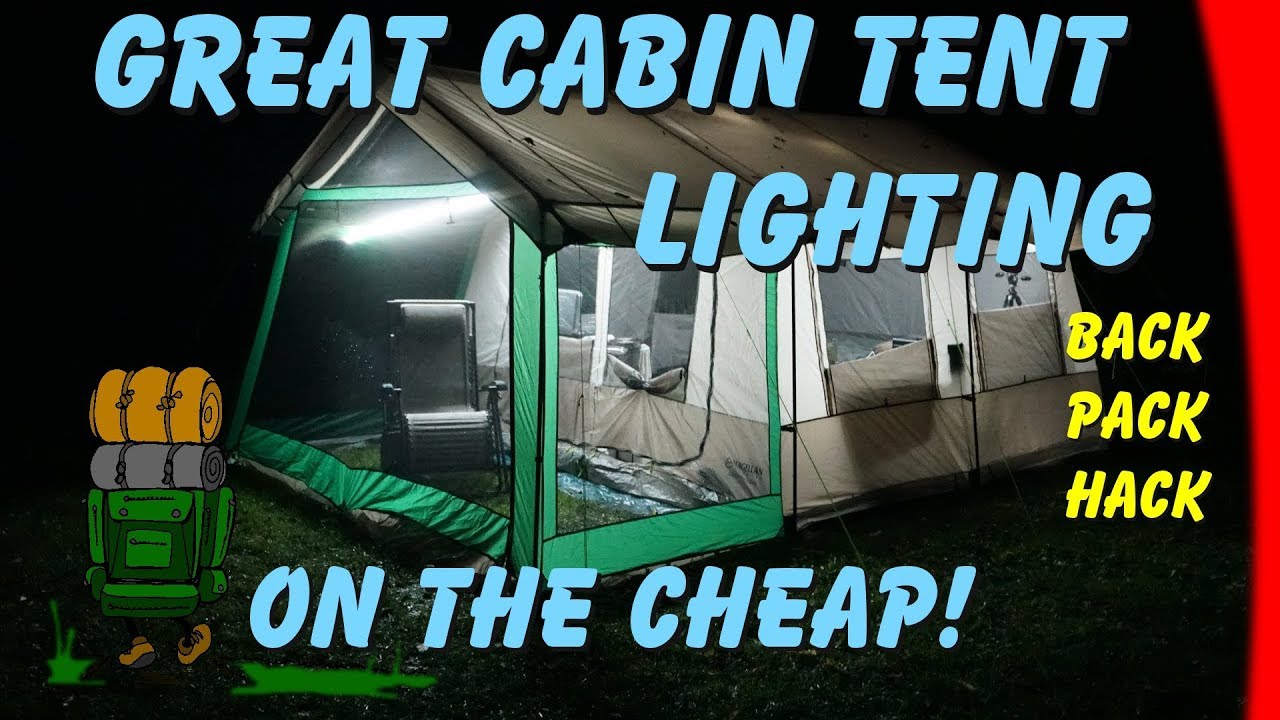 Great Cabin Tent Lighting on the Cheap