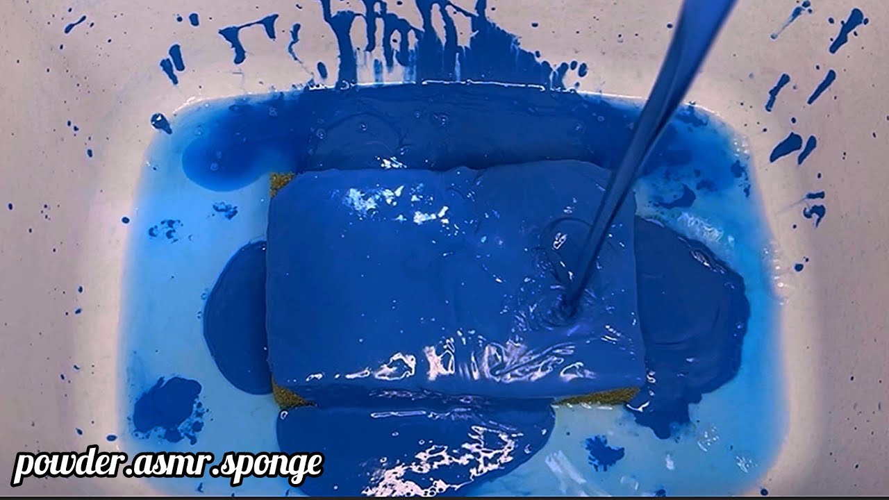 Blue thick paste and powder. VERY THICK PASTE 💙 Asmr squeezing sponge