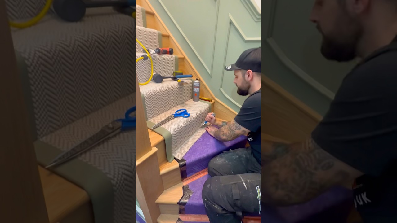 How To Install Carpet (STAIR RUNNER) #diy #carpet #howto