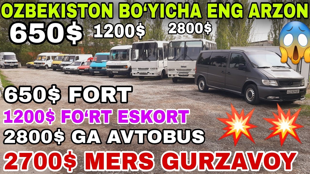 13 APREL 650$ GA FO'RT 2800$ AVTOBUS 2700$GA Mers OZBEKISTON BOYICHA ENG ARZON MASHINALAR