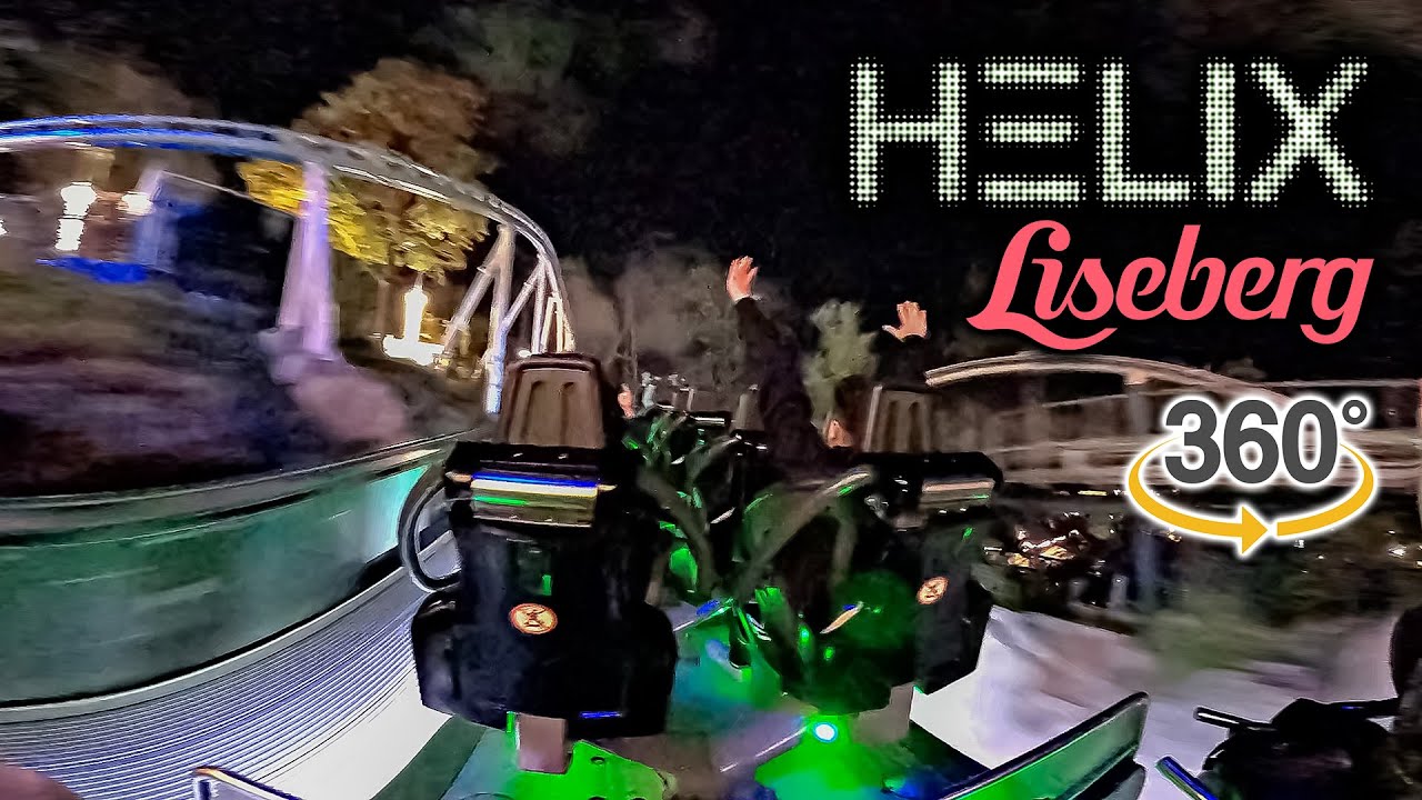 VR 360 Helix Roller Coaster at Night On Ride Back Seat POV Liseberg 2023 08 10