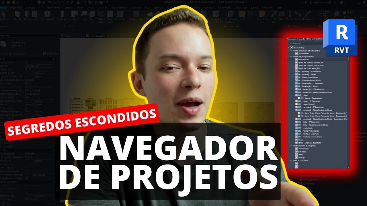 TUDO QUE VC PRECISA SABER SOBRE O NAVEGADOR DE PROJETOS E A BARRA DE PROPRIEDADES NO REVIT