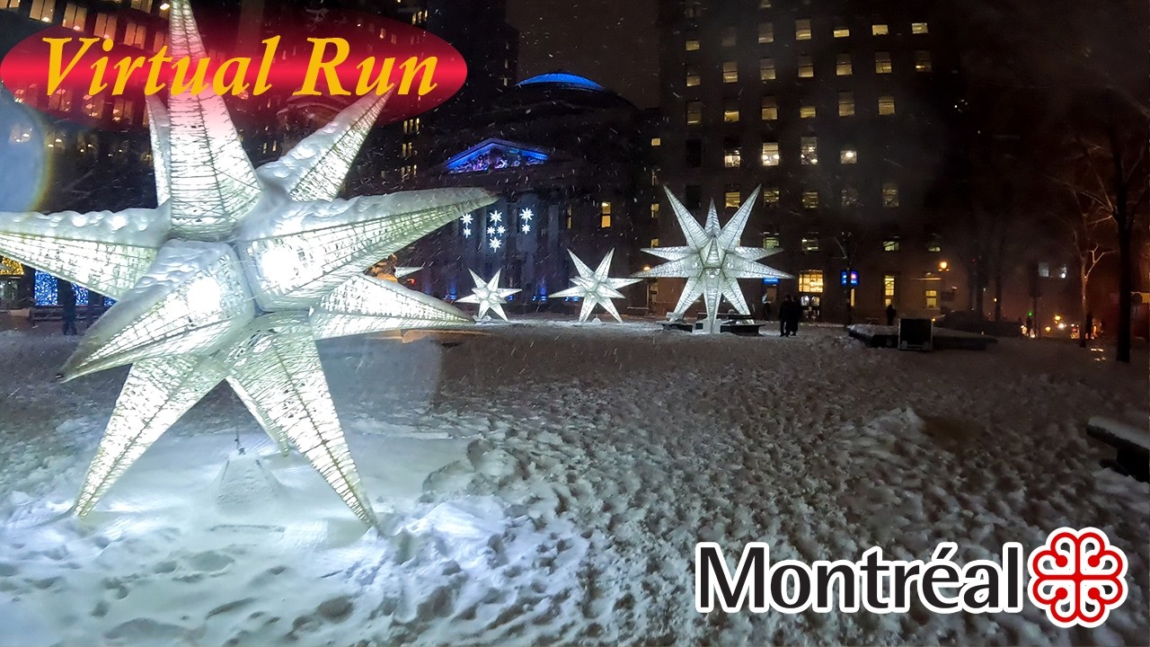 Virtual Run - Video for Treadmill - 🌟 Night Run in Montréal 🌟