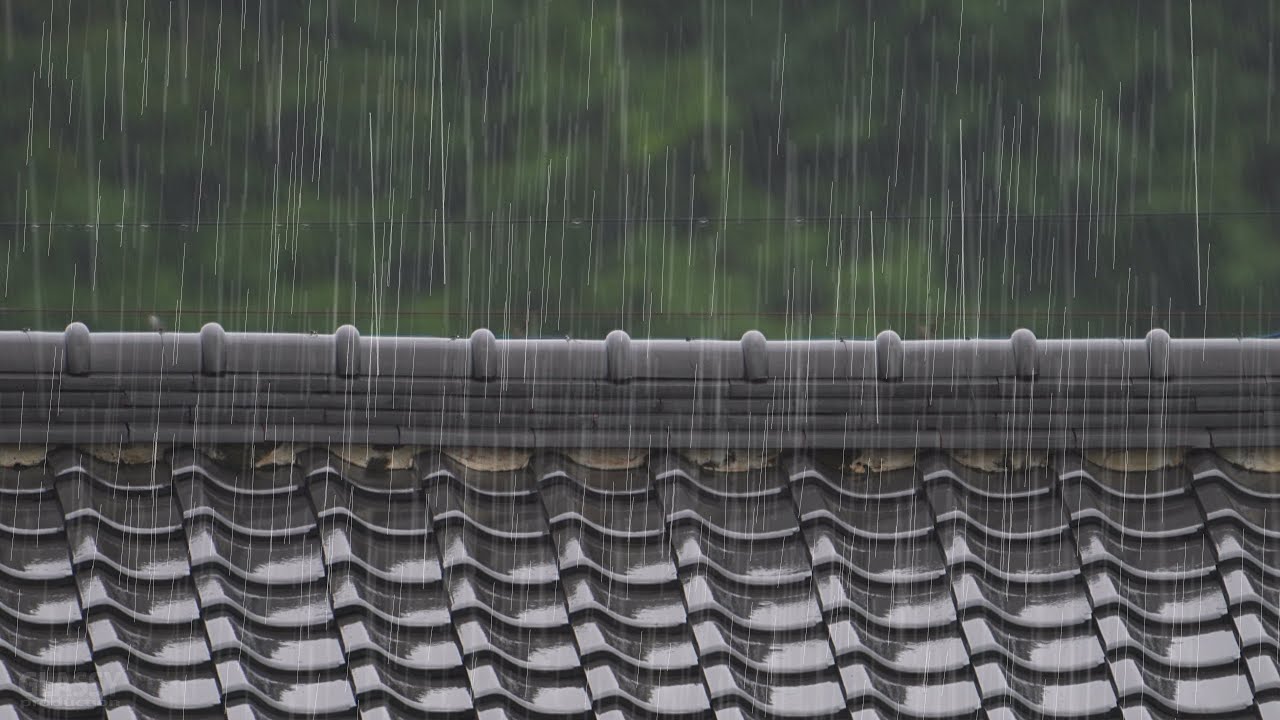 【雨の音】田舎の瓦屋根に降る雨音でぐっすり眠る【Nature Rain Sounds 1h】