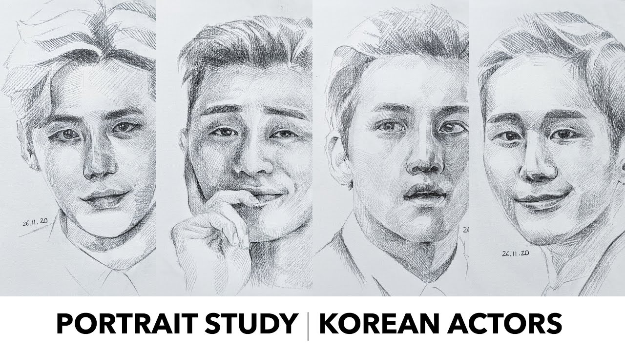 Drawing ✏️ Lee Jong Suk - Park Seo Joon - Ji Chang Wook - Jung Hae In ✏️ Portrait study | kaorumap