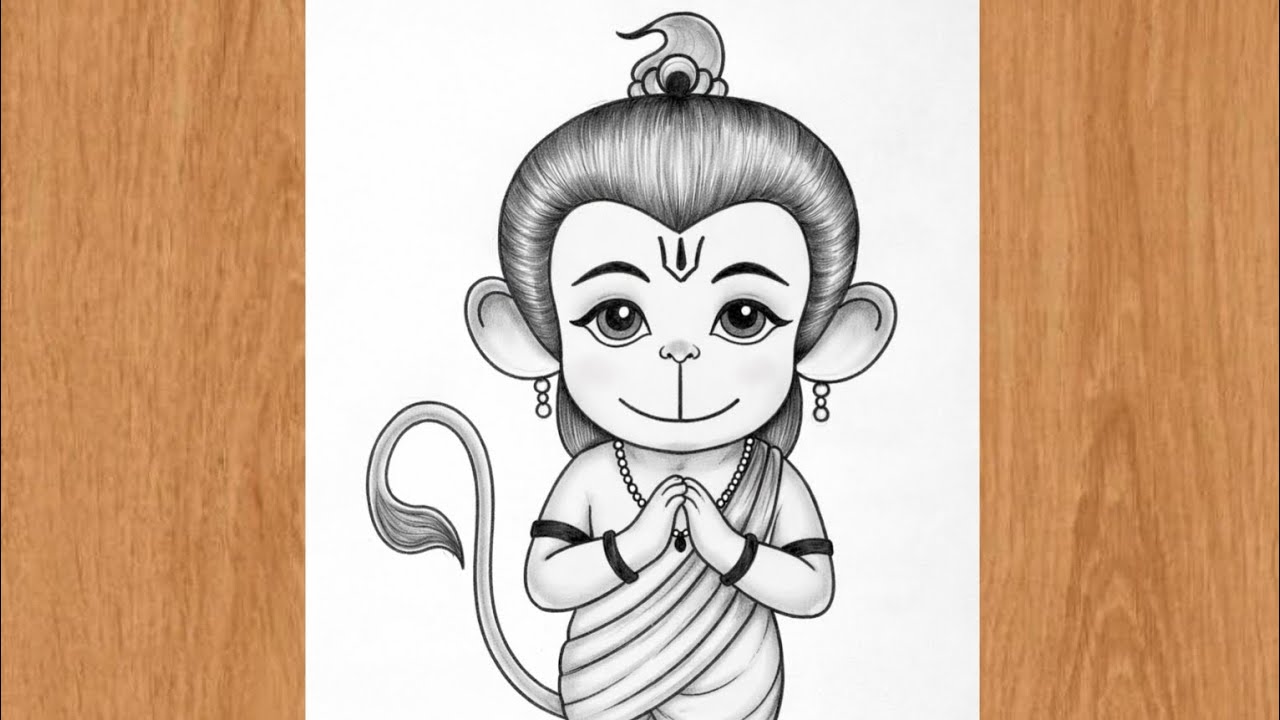 Cute Baby Hanuman Drawing | Easy Bal Hanuman Sketch | Simple Pencil Drawing Bal Hanuman Drawing Easy