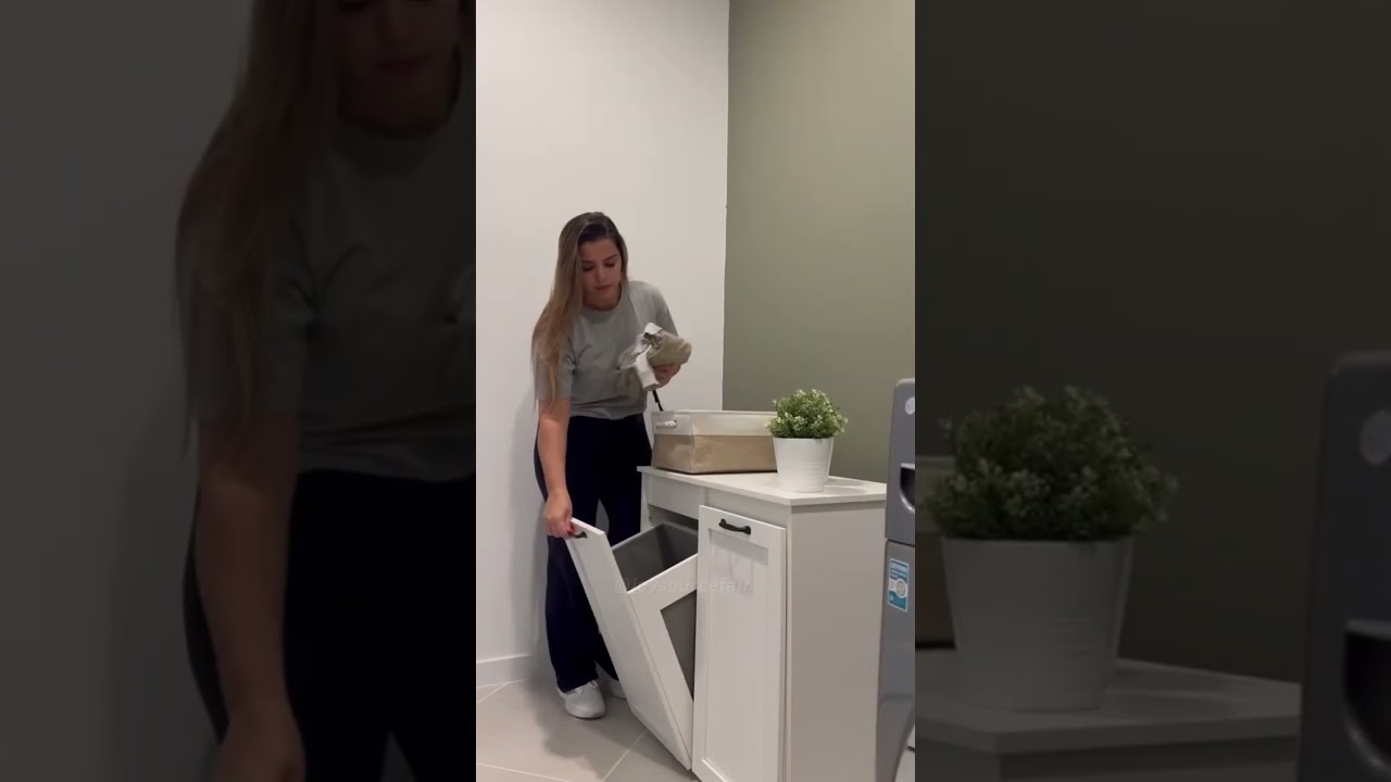 Space-Saving Double Tilt-Out Laundry Hamper Cabinet | Joysource