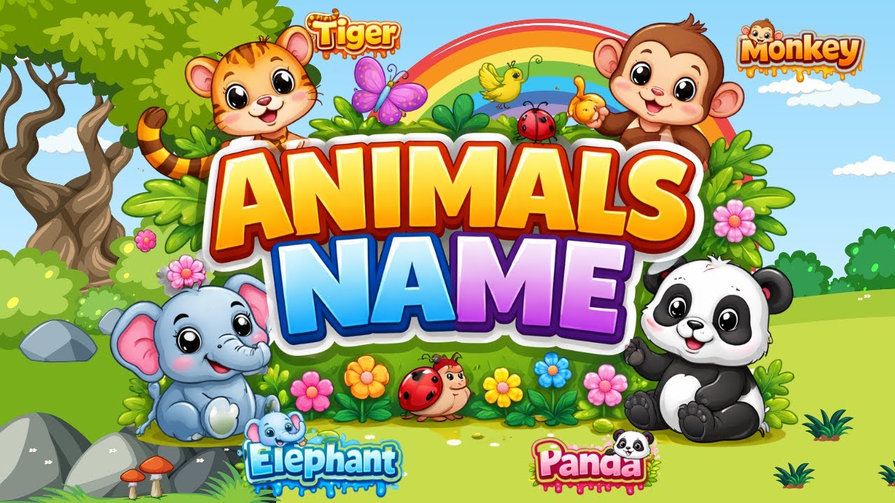 Animals Names for Kids | Most Common Animals 🐯🐵🐘🐼