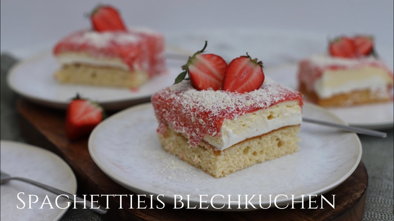 unglaublich lecker! Spaghettieis als Kuchen - Spaghettieis Blechkuchen ganz einfach selbst backe
