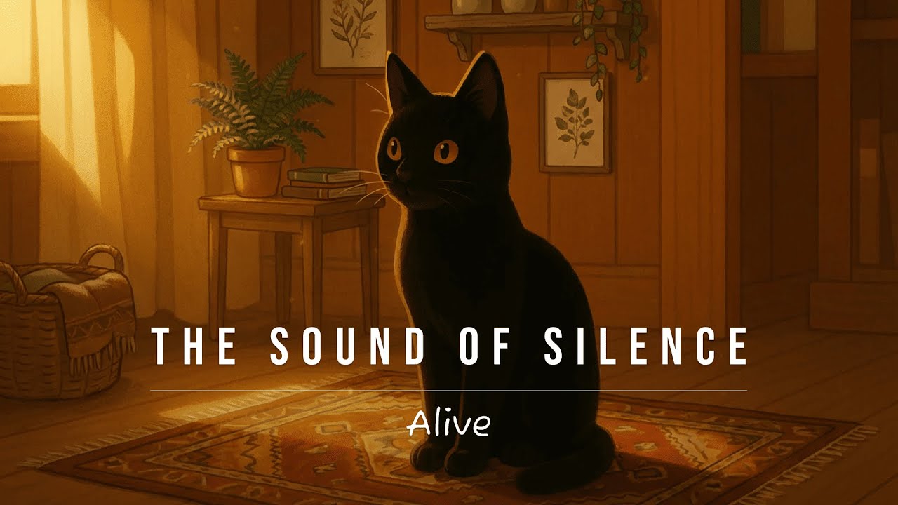 The Sound of Silence 🤍🎹 | Silent Moments With a Black Cat 🐱 Calming Animation