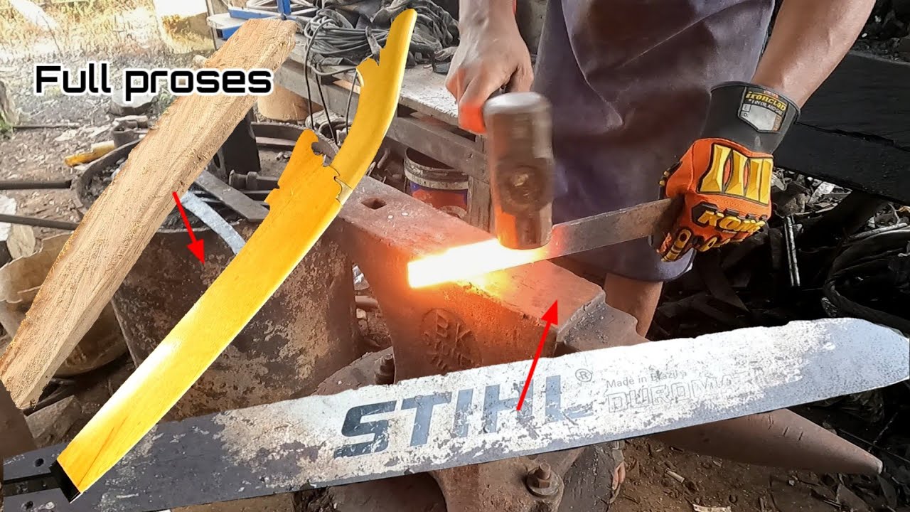 super cepat pandai besi menempa serta membuat gagang dan sarung golok