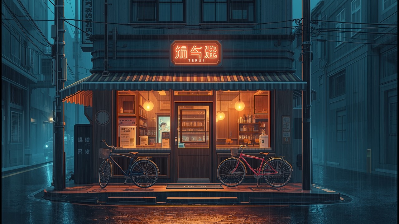 Soft Rain & Calm Lofi – Japanese Old Street Atmosphere