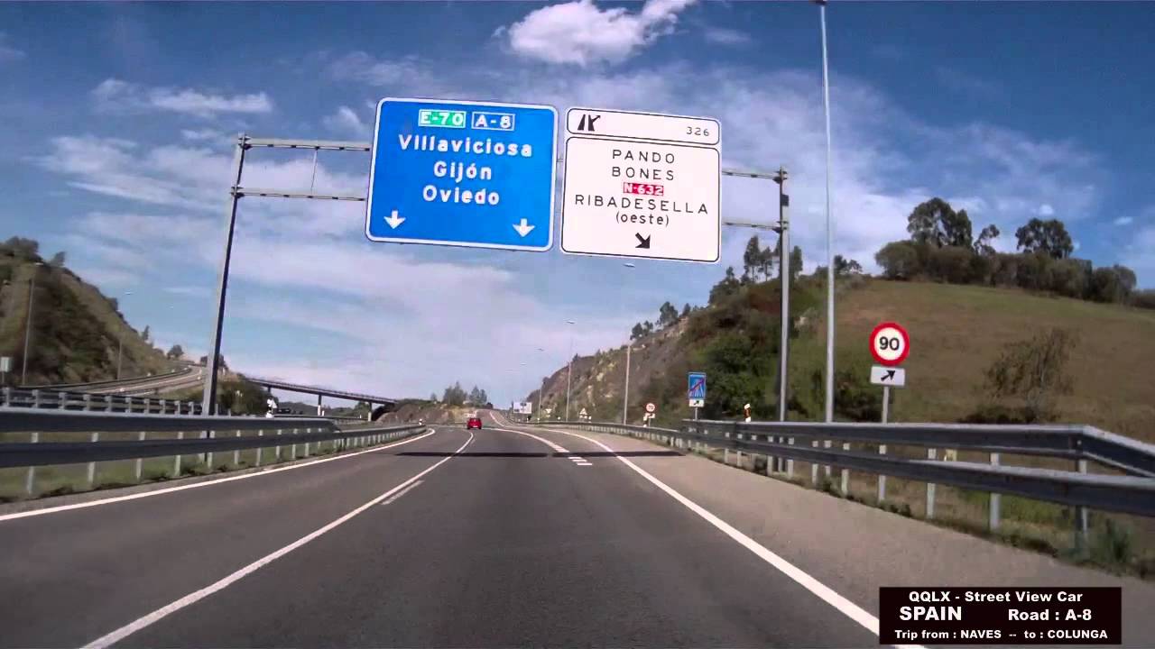 0206 - SPAIN Trip from NAVES to Colunga - Street View Car 2014 Driving through