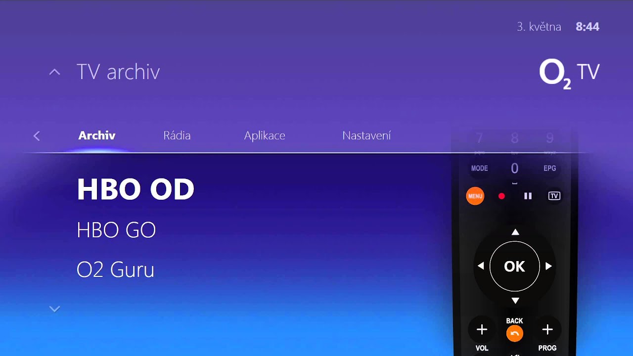 Menu va&scaron;&iacute; O2 TV