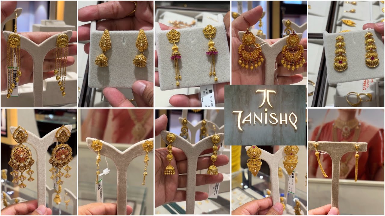 Tanishq gold earrings lightweight bridal collection to party wear heavy designs with price and wt