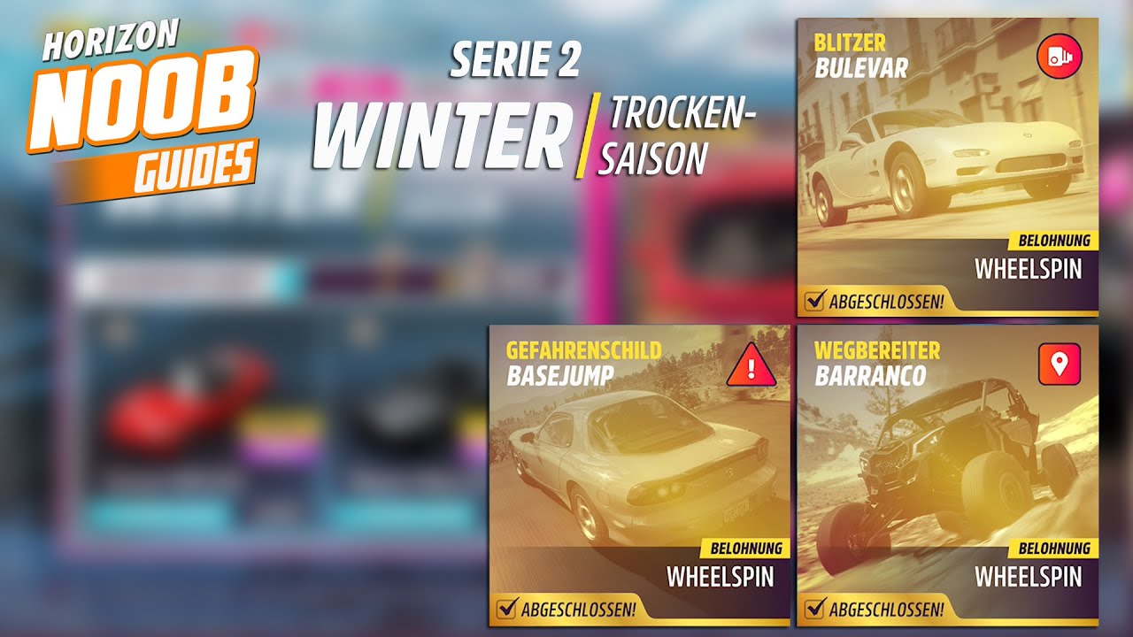 Forza Horizon 5 Serie 2 Trockensaison/Winter - Gefahrenschild - Blitzer - Wegbereiter - Guide
