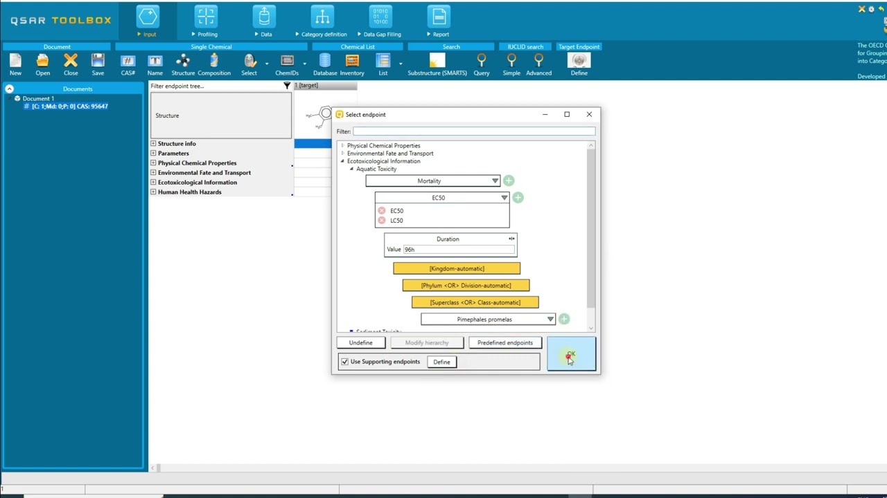 4. Define target endpoint - OECD QSAR Toolbox 4.6