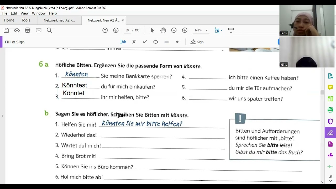 Bisakah kamu...? Könntest du mir bitte helfen? | Höfliche Bitte könnte | Minta Tolong dengan sopan