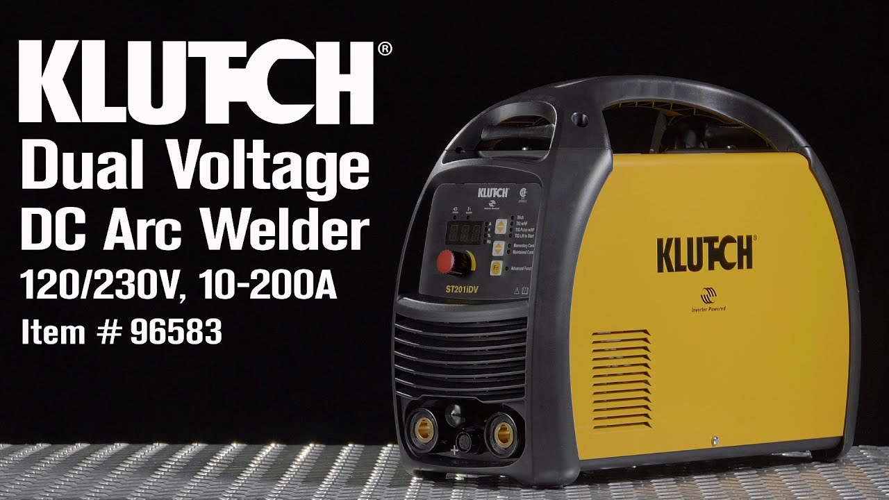Klutch ST201iDV Dual Voltage DC Arc Welder with TIG Function  Inverter 120V/230V 10200 Amp Output