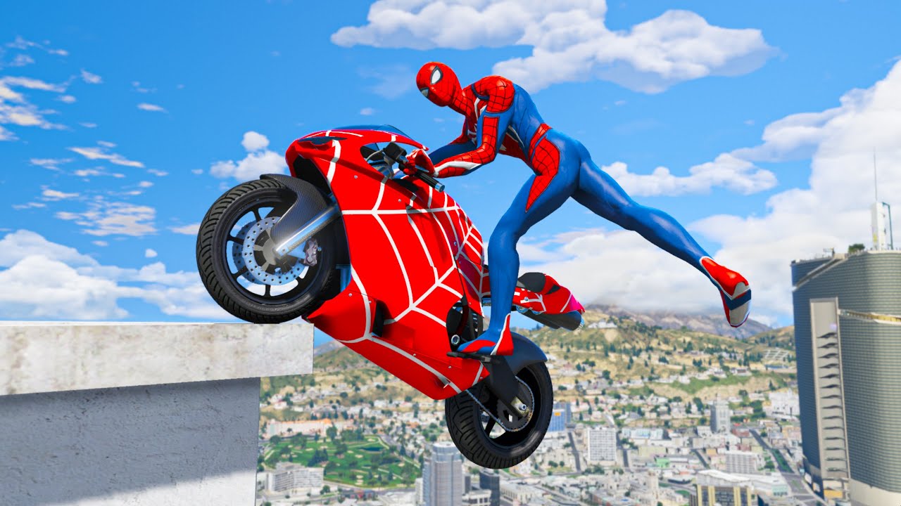 GTA5 SPIDERMAN Motocycle Stunt - Spider-man Bike Gameplay Ep - 17