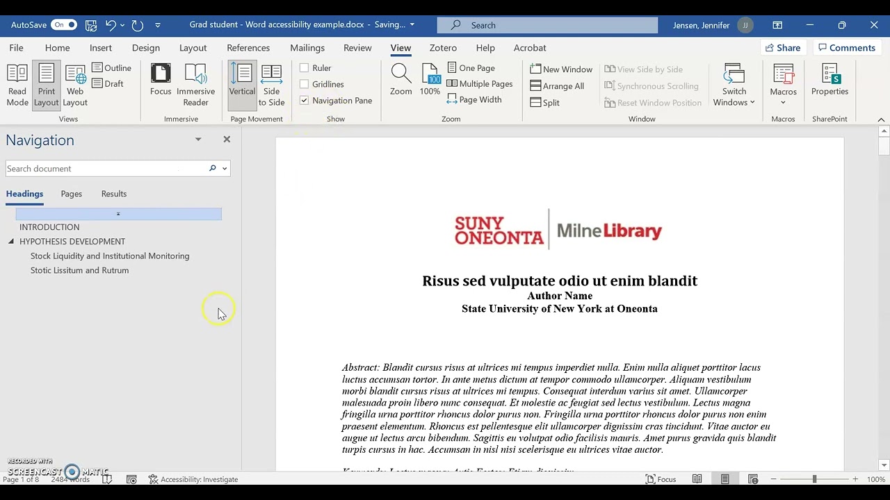 How to apply accessible Heading Styles in MS Word